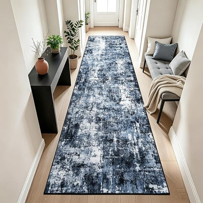 Rugflix 3x10 Runner Rug for Hallway, Washable Navy Blue Long Runners | Machine by RugflixAreaRugs