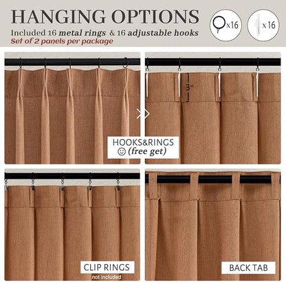 PleatedDrapes Antique Burnt Orange Sheer Autumn Curtains & Drapes 108 Inches - Image 4