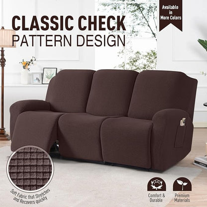 TAOCOCO Recliner Sofa Covers 8-Pieces Stretch Large Couch Covers - Image 2