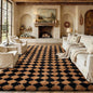 Ophanie 8x10 Black & Beige Diamond Checkered Rugs by Ophanie