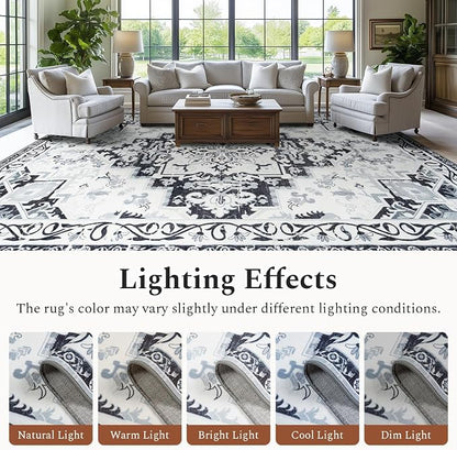 Rugflix 6x9 Area Rugs for Living Room, Washable Light Grey Large Rug | Machine - Image 6