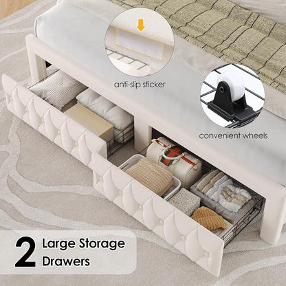Keyluv Full Bed Frame Arc-Shaped LED Lights and 47.2" Height Wingback Bed - Image 6