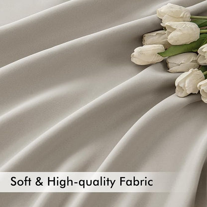 MIULEE Natural Back Tab Blackout Curtains 52x108 Inch Long 2 Panels Set | Rod - Image 6
