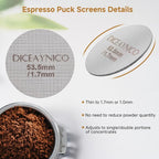 2 Pieces Espresso Puck Screen,Metal Coffee Filter,1.0mm & 1.7mm Thickness 150μm - 316 Stainless Steel,Reusable Barista Espresso Filters for Espresso 53.5mm Portafilter Filter Basket