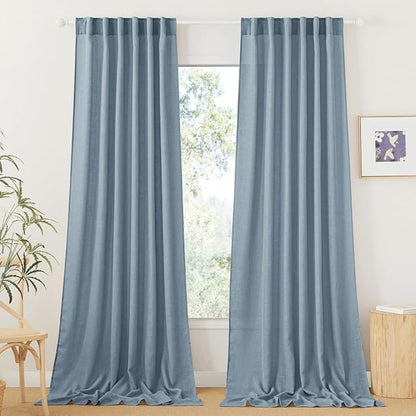 RYB HOME Sheer Curtains 102 inches, Extra Long Floor to Ceiling Curtains | Half by RYBHOME