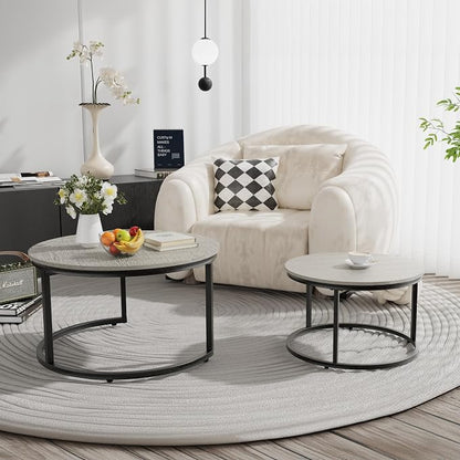 Otterease Nesting Tables Set of 2, 31.5" Round Coffee Table, Large Nesting - Image 7
