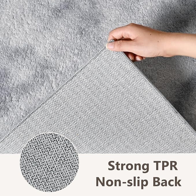 2x6 Tie-dye Light Grey Runner Rug Washable Non-Slip - Image 6