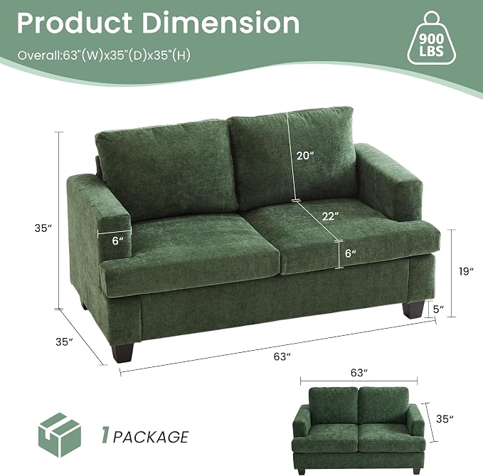 YOUDENOVA 2 Piece Set Comfy Sofa Couch, Loveseat Sofa * 2 - Image 2