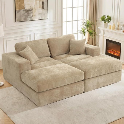 80.7" Oversized Double Chaise Lounge Chair Indoor, Cloud Boneless Sleeper Sofa - Image 9