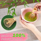 Matcha Whisk Set, Matcha Set 7 Pieces - Ceramic Matcha Bowl with Spout, Bamboo Chasen Whisk & Holder, Scoop, Sifter, Tea Towel - Complete Kit for Matcha Tea Ceremony, Latte, Ideal Gift（Pink）