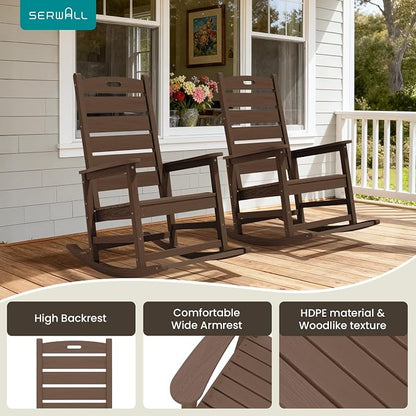 SERWALL Outdoor Rocking Chair, Oversized Rocking Chair - Image 6