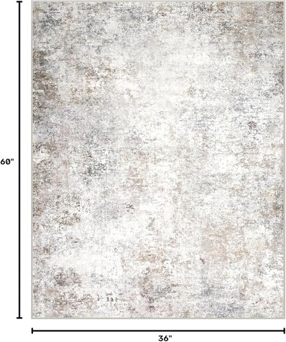 Beige Grey Washable Rugs 3x5 Area Rugs - Image 2