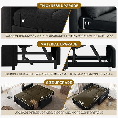 DWVO 55" Convertible Sofa Bed, 3-in-1 Sleeper Sofa - Image 4