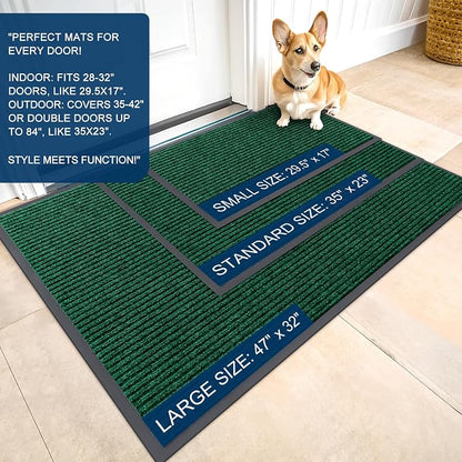 OLANLY 2-Pack Front Door Mats 33x21, Waterproof Heavy-Duty Doormats | Green - Image 2