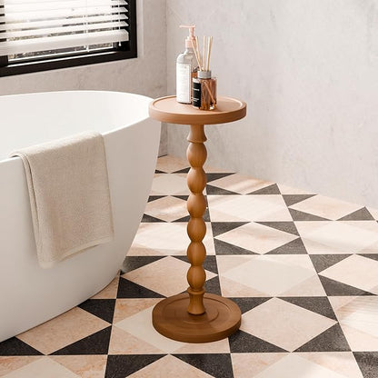 Solid Wood Drink Table, Rubber Wood‌ Small Round Side Table - Image 7