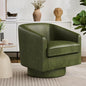 Swivel Barrel Accent Chair, Round Faux Leather Living Room Arm Chairs, Modern by ErdoruLiving