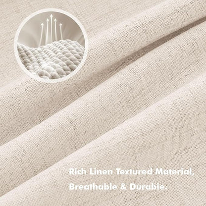 MIULEE 100% Blackout Linen Curtains 42 x 72 Inch Cream Beige 2 Panels | Thermal - Image 3
