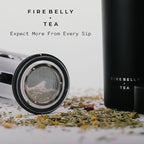 Firebelly Tea, Travel Tea Infuser Mug with Strainer, Insulated Tumbler for Loose Leaf Tea or Coffee, Leakproof Bottle for Hot or Iced Drinks, Stainless Steel Thermos with Lid, Blanc