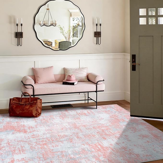Aelenmu 6x9 Area Rugs for Living Room Bedroom Dining Room Washable Pink | Soft - Image 3