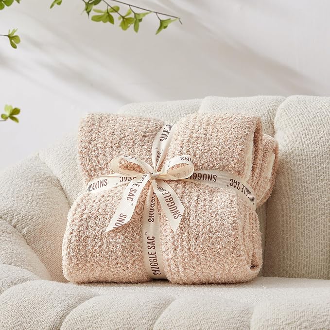 Snuggle Sac Super Soft & Reversible Heather Beige Throw - Image 6
