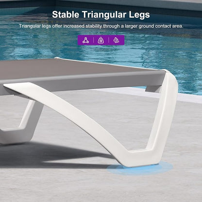 PURPLE LEAF Patio Chaise Lounge Chair Set Outside Aluminum Plastic Stackable - Image 7