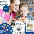 204 PCS Cake Decorating Kit, Aluminum Rotating Turntable Stand, Baking Supplies Kit Set with 4 Springform Pan Sets, 55 Icing Piping Nozzles, Cake Topper, Icing Spatula, Scraper, Pro Baking Tools