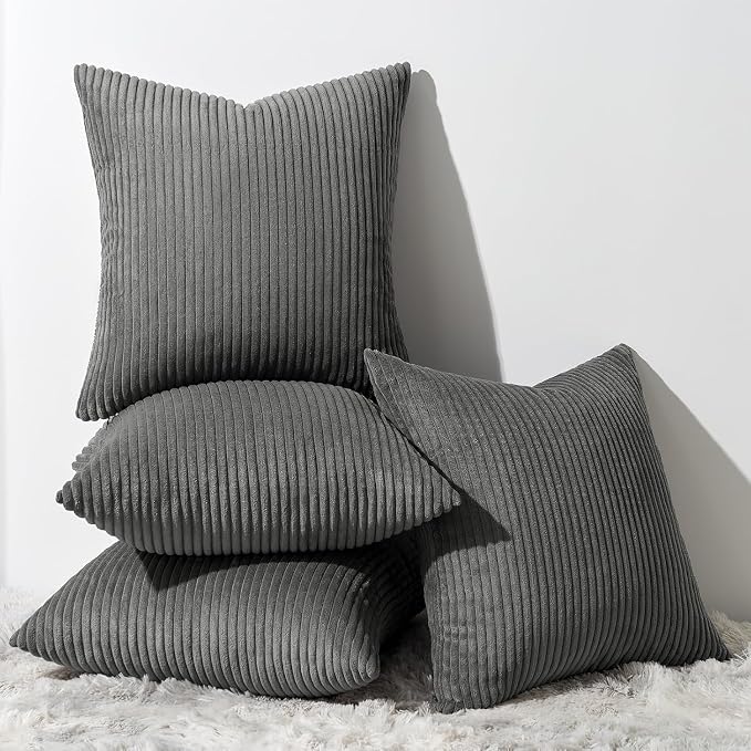 Topfinel Dark Grey Throw Pillow Covers Set of 4, Soft Velvet Modern by Topfinel