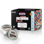 Nuyu Mushroom Coffee Pods, K-Cups, 100% Medium Roast Arabica Coffee with Lion's Mane, Reishi, Chaga, Cordyceps, 2000mg per Pod (24, French Vanilla)