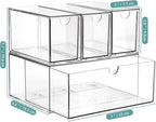 4 Tea and Coffee Organizer and Storage, Acrylic Tea Bag Holder Organizer, Plastic K Cup Drawer Container for Cabinet