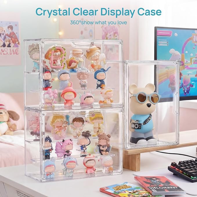 Vtopmart 2 Pack Acrylic Display Case, Stackable Figure Display Case - Image 3