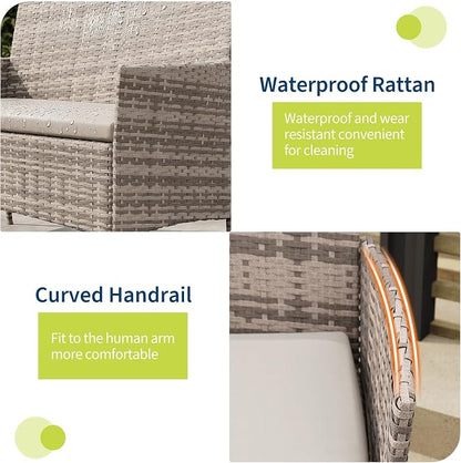 GarveeLife 4-Piece Patio Furniture Set, Rattan Outdoor Furniture - Image 5