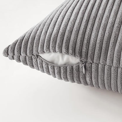 MIULEE Soft Corduroy Decorative Throw Pillow Covers Neutral Grey 18x18 | Set of - Image 6