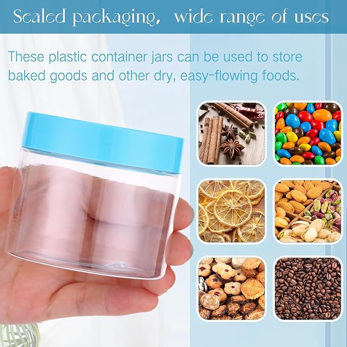 Patelai 4 Pieces Round Wide-mouth Leak Proof Plastic Container Jars with Lids for Travel Storage Makeup Beauty Products Face Creams Oils Salves Ointments DIY Making(6 Ounce,Blue)