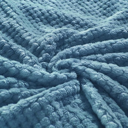 Exclusivo Mezcla Soft Waffle Fleece Bed Blanket King Size, Slate Blue | - Image 8