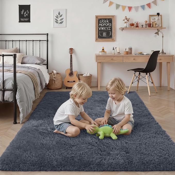 9x12 Area Rug Living Room Bedroom: Fluffy Plush Shag Carpet Grey | - Image 7