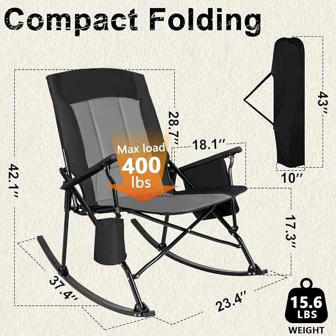 Romswi 2 Pack High Back Portable Rocking Chair - Image 3