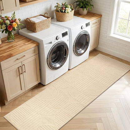 Findosom Washable Runner Rug 2x6, Geometric High-Low Textured Non Slip Hallway - Image 9