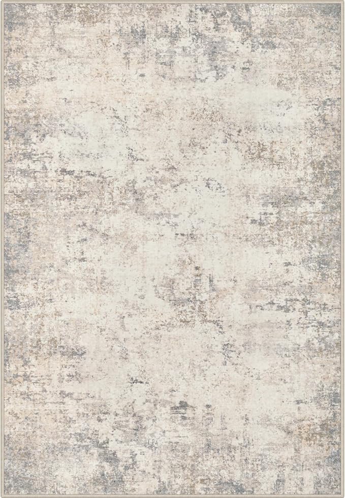 2x3 Washable Entryway Rug: Modern Abstract Soft Carpet Brown Beige | by FXRHLP