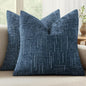 MIULEE Chenille Textured Throw Pillow Covers Blue Ashes 18x18 Set of 2 | Slubby by MIULEE