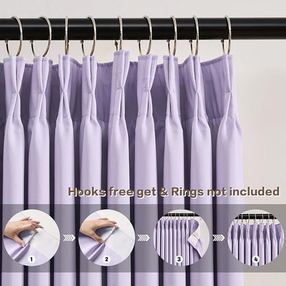 Custom Pleated Curtains Lilac Color, Heat Blocking Window Treatment - Image 2