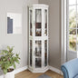 BELLEZE Lighted 3-Side Glass Display Curio Cabinet w/Tempered Glass Doors & by BELLEZE