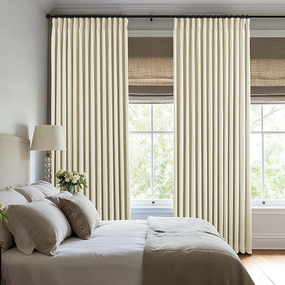 Pinch Pleated Linen Curtains 100% Blackout 102 Inches Long - Image 4