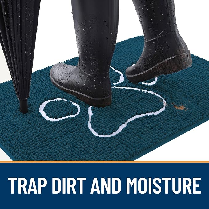 OLANLY Dog Door Mat for Muddy Paws 59x20, Paw Print Design Chenille Mud Mat | - Image 2