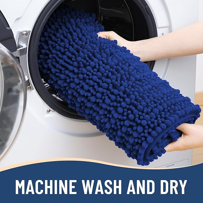 Arotive Luxury Chenille Bathroom Rug Mat, Extra Soft Thick Absorbent Shaggy Bath Rugs, Non-Slip Machine Wash Dry, Plush Bath Mats for Bathroom, Shower and Tub, 34x21, Royal Blue