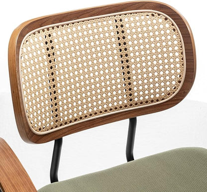 Rattan Dining Room Chairs Set of 2, Mid Century Modern Kitchen Side Chairs - Image 6