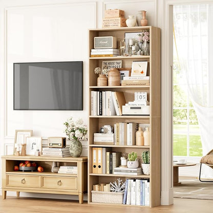 FOTOSOK 6-Tier Open Bookcase and Bookshelf Set of 2, Freestanding Display - Image 4