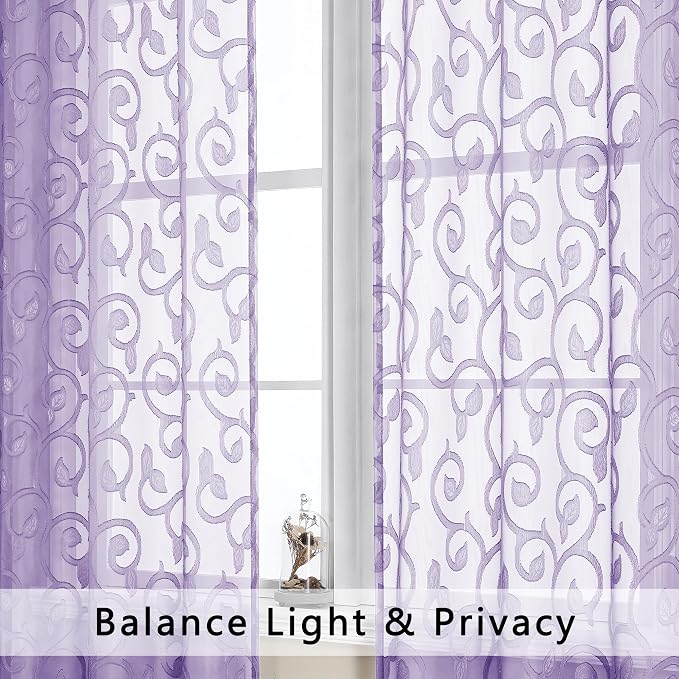 Furman Sheer Curtains 45 Inch Length 2 Panels Set - Image 6