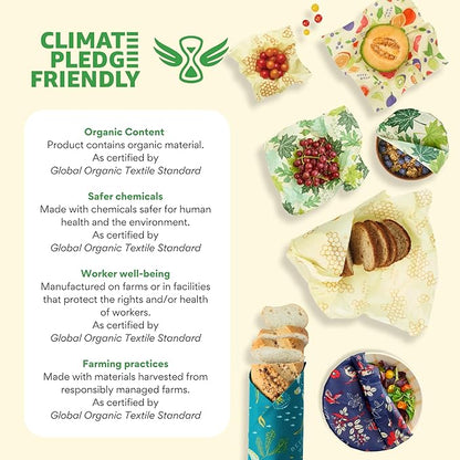 Bee's Wrap Beeswax Wraps for Food - Made in USA Reusable & Organic Food Wraps, Sandwich Wrap & Bowl Covers - Eco-Friendly Alternative to Aluminum Foil & Plastic Wrap, Mushroom Magic 3 Pack (S, M, L)