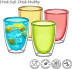 Amazing Abby - Andes - 12-Ounce Insulated Plastic Tumblers (Set of 4), Double-Wall Plastic Drinking Glasses, Mixed-Color Reusable Plastic Cups, BPA-Free, Shatter-Proof, Dishwasher-Safe