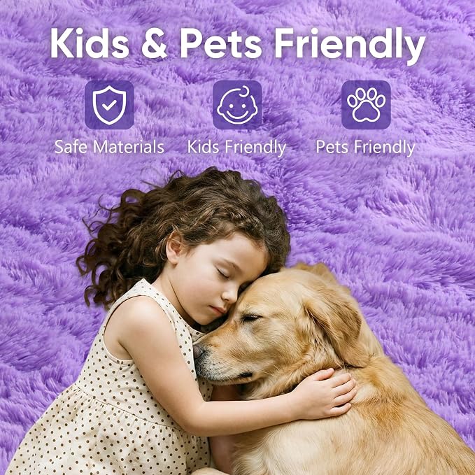 2x3 Purple Fluffy Soft Area Rug Non-Slip - Image 7